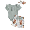 Ensemble été bébé fille vert sauge 3 pièces body bloomer et bandeau - Bébé Lova