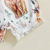 Détail du bloomer imprimé vache à ourlet volanté de l'ensemble bébé fille - Bébé Lova
