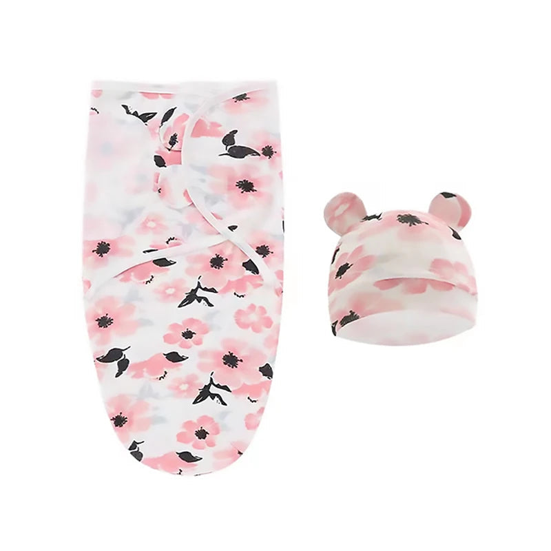 Ensemble lange et bonnet rose à motifs floraux pour bébé nouveau-né - Bébé Lova