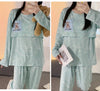 Pyjama allaitement vert pastel avec imprimés oursons et pantalon assorti - Bébé Lova