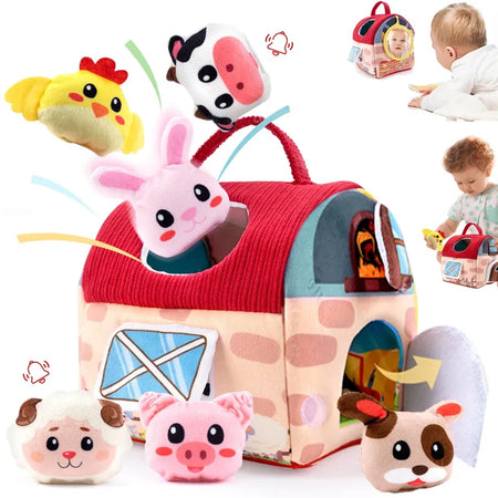 Coffret jouet d'éveil ferme avec animaux peluche - Cadeau idéal bébé 0-12 mois pour développement sensoriel - Bébé Lova