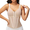 Vue avant de la gaine beige sculptante avec zip frontal et maintien confortable - Bébé Lova