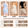 Comparatif avant après montrant les effets sculptants de la gaine ventre plat avec vêtement ajusté - Bébé Lova