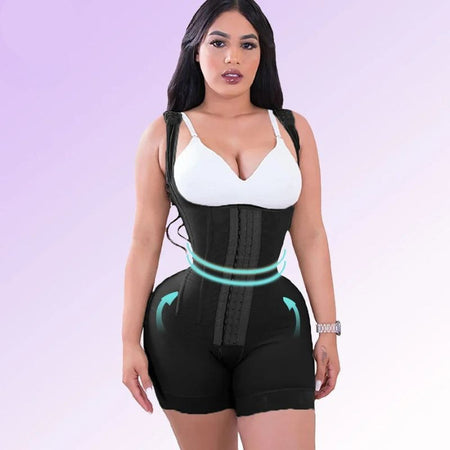 Gaine colombienne haute compression noire avec effet sculptant et maintien ventre plat - Bébé Lova