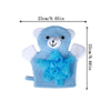 Gant éponge marionnette ours bleu avec dimensions détaillées pour bain bébé LoofahMitt - Bébé Lova