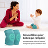 Publicité genouillères bébé vertes pour protéger les genoux pendant le rampement - Bébé Lova