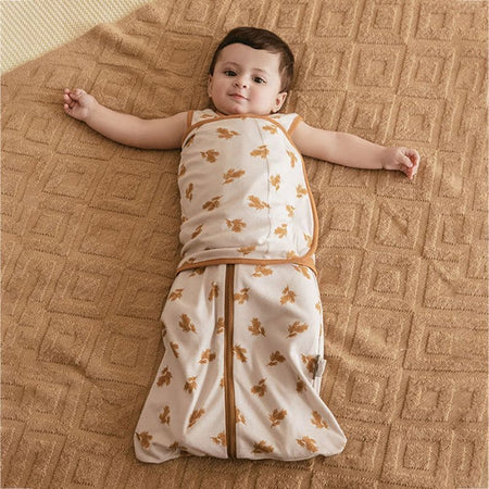 Bébé emmailloté gigoteuse RemovableSack motif blé orange tapis tricoté - Bébé Lova