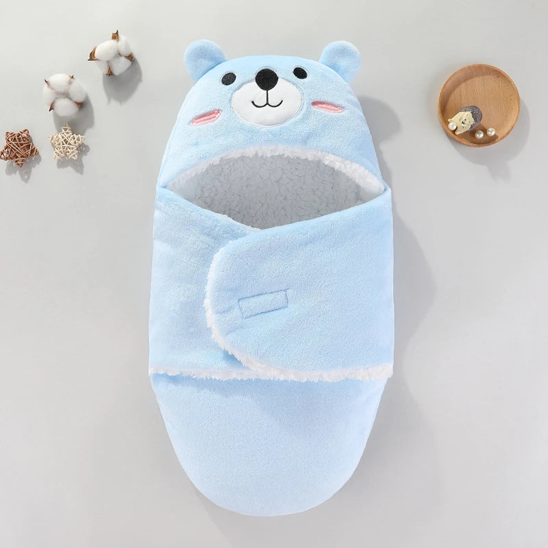 Gigoteuse bébé bleue avec capuche ours et doublure polaire douce - Bébé Lova