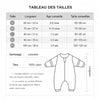 Tableau des tailles et dimensions pour gigoteuse enfant coupe-vent en coton - Bébé Lova