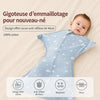 Affiche descriptive gigoteuse d’emmaillotage anti-réflexe de Moro en coton respirant - Bébé Lova