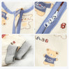 Détails finitions zip protégé poignets côtelés gris et impression ourson - Bébé Lova