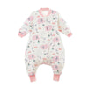 Gigoteuse hiver fille avec pieds chauds motif éléphant rose et manches longues amovibles - Bébé Lova