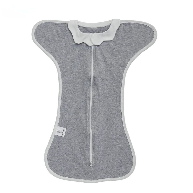 Gigoteuse mains levées anti-choc en coton gris chiné avec col blanc - Bébé Lova