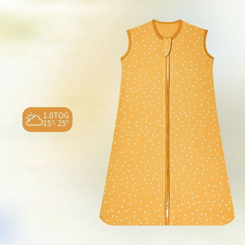 Gigoteuse sans manches PajSack jaune moutarde à pois blancs, TOG 1.0 - Bébé Lova