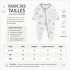 Guide des tailles de la grenouillère bébé en coton avec dimensions - Bébé Lova