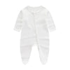 Grenouillère bébé unie blanche en coton respirant - Bébé Lova