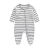 Grenouillère bébé rayée gris et blanc style marin - Bébé Lova