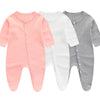 Grenouillères bébé rose blanc et gris en coton doux - Bébé Lova
