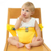Harnais de sécurité pour chaise bébé jaune installé sur une chaise en bois avec bébé assis - Bébé Lova