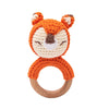 Hochet de dentition en bois avec renard crocheté orange pour bébé - Bébé Lova