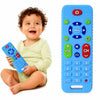 Enfant jouant avec une télécommande sensorielle bleu en silicone adaptée aux petites mains - Bébé Lova