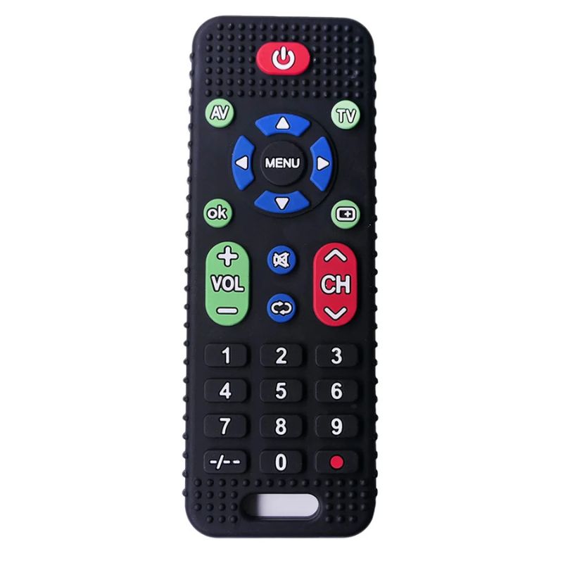 Télécommande éducative sensorielle noire en silicone pour bébé vue de face - Bébé Lova