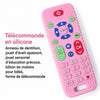 Télécommande sensorielle en silicone rose pour bébé avec fonctions éducatives et anneau de dentition - Bébé Lova