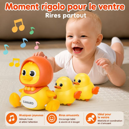 Jouet canard lumineux MusicDuck BébéLova pour le tummy time et l’éveil moteur - Bébé Lova
