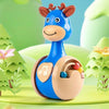 Jouet culbuteur bébé girafe bleue avec compartiment à billes pour développement moteur et visuel - Bébé Lova