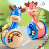 Jouet culbuteur bébé double modèle girafe bleu et rose avec billes colorées pour éveil et coordination - Bébé Lova