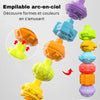 Tour empilable arc-en-ciel bébé avec cubes texturés colorés - Apprentissage formes et couleurs pour éveil sensoriel premier âge - Bébé Lova