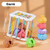 Boîte sensorielle bébé forme carrée 11cm avec cubes texturés colorés - Variante carrée du jeu d'encastrement - Bébé Lova