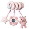 Variante rose SpiralPlay avec peluche cochon, miroir bébé et hochet étoile - Bébé Lova