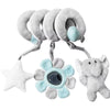 Variante grise SpiralPlay avec peluche éléphant et miroir suspendu pour bébé - Bébé Lova