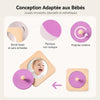 Infographie jouet miroir Montessori avec fonctionnalités éducatives et conception adaptée aux bébés - Bébé Lova