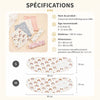 Spécifications du lange d'emmaillotage en coton : dimensions 35 × 80 cm (S) et 35 × 90 cm (M), 0 à 12 mois - Bébé Lova