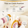Infographie du tissu en coton premium doux, respirant et absorbant la transpiration - Bébé Lova