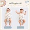 Infographie multifonction du lange : emmaillotage 0-6 mois et usage transitionnel 6-12 mois - Bébé Lova