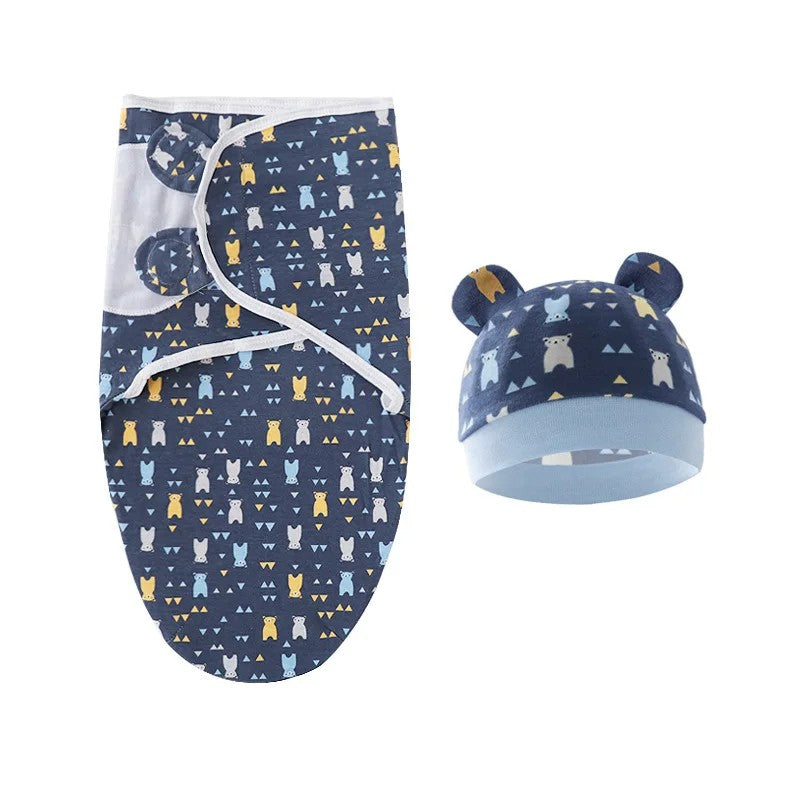 Gigoteuse bleu marine motif ours avec bonnet assorti pour nouveau-né - Bébé Lova
