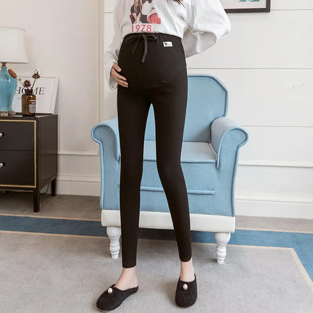 PlusLegging legging maternité noir cordon nouée taille haute grossesse - Bébé Lova
