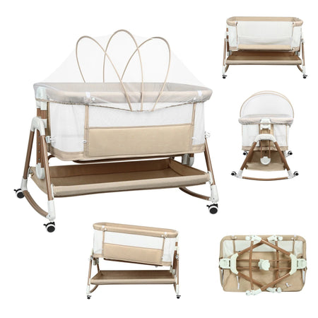 Lit bébé 3 en 1 TriBassin beige balancelle voyage moustiquaire - Bébé Lova
