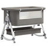 Lit bébé cododo 3-en-1 gris clair avec roulettes et espace de rangement inférieur - Bébé Lova