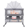 Lit cododo bébé avec moustiquaire et espace de rangement en tissu gris - Bébé Lova