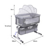Dimensions du lit cododo gris réglable en hauteur avec moustiquaire intégrée - Bébé Lova
