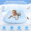 Coussin nid bébé respirant bleu avec bébé allongé et détails des matières douces - Bébé Lova
