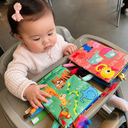 Livre tissu animal ClothBook mobile poussette hochet 0-36 mois bébé - Bébé Lova