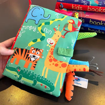 Livre tissu animal ClothBook mobile poussette hochet 0-36 mois - Bébé Lova