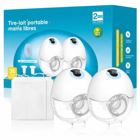 Lot 2 tire-laits wearable MamiJoy packaging 36 niveaux sans BPA - Bébé Lova