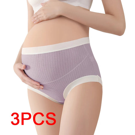 BreathPanties lot 3 culotte lilas côtelée taille haute respirante maternité - Bébé Lova