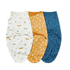 Ensemble de 3 langes swaddle coton avec motifs chiens et pois bleus - Bébé Lova